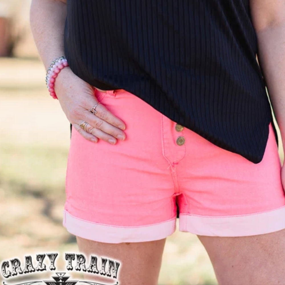 NWT Crazy Train Women's Vibrant Pink And Reversible  Shorts Size M